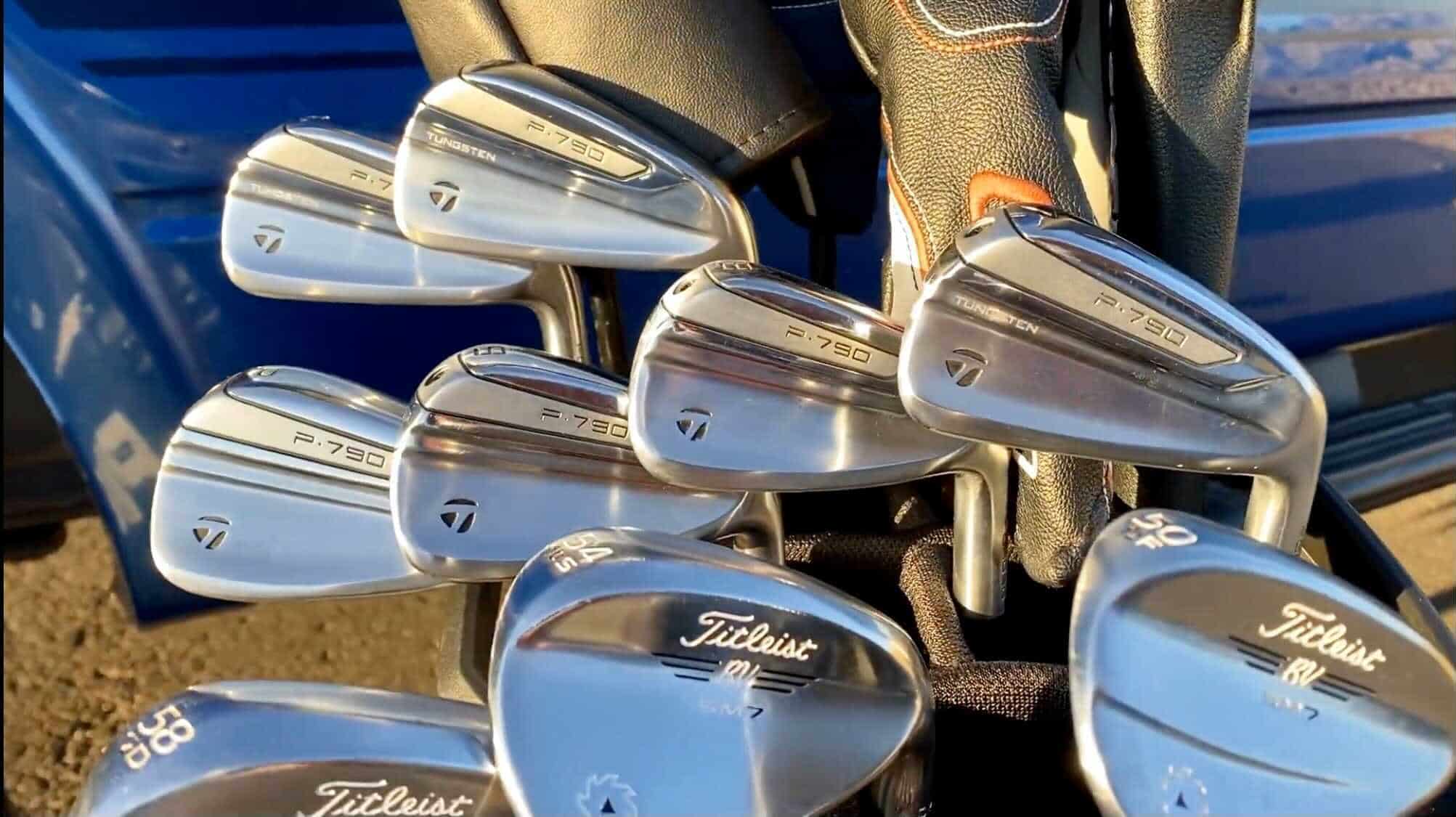 Set of p790 irons in golf bag