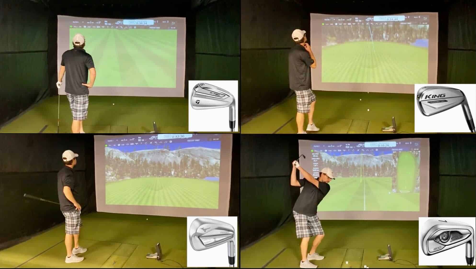 Testing irons on golf simulator